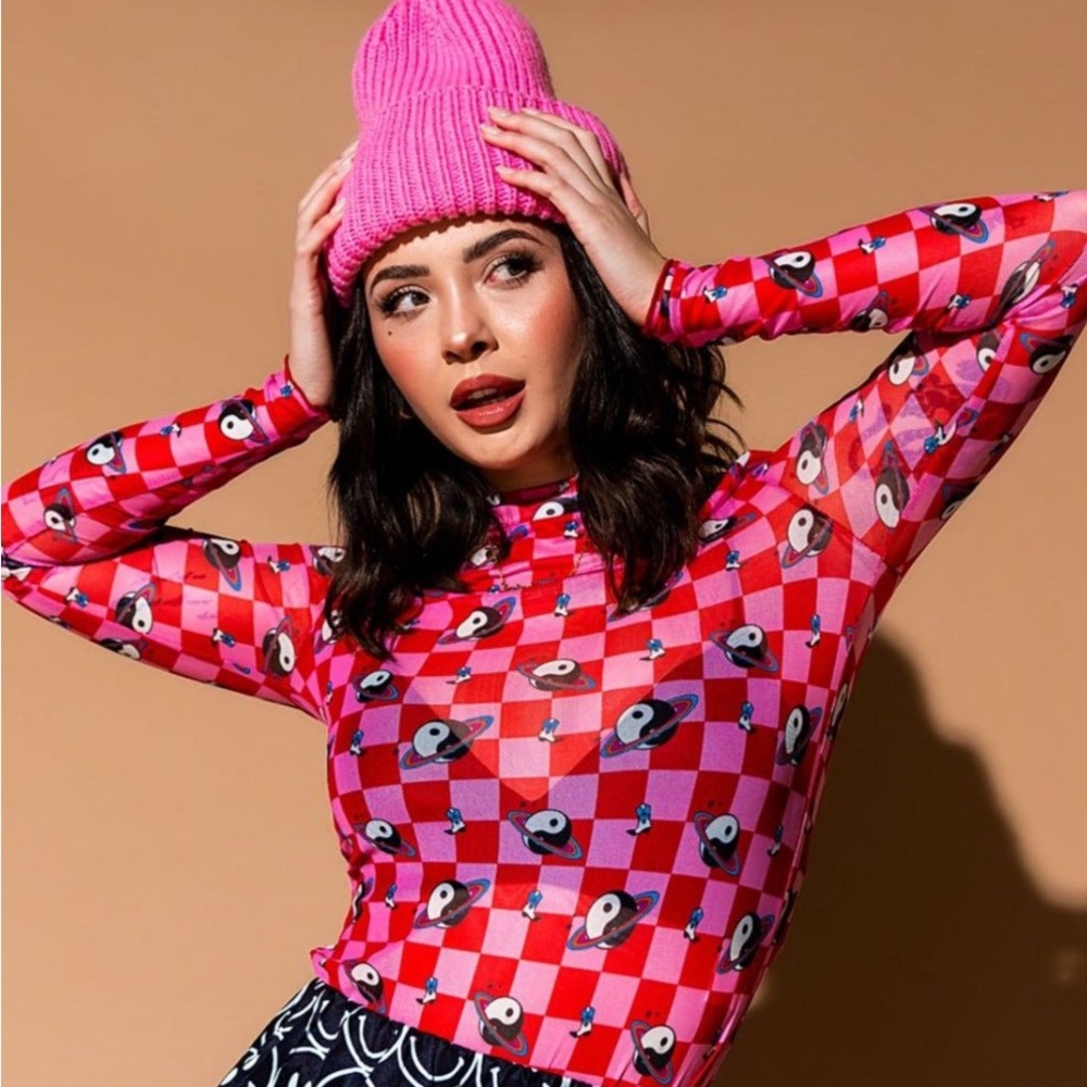 Dressed in Lala Long Sleeve Mesh Top in Cosmic Cowgirl